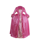 18th Century Inspired Halloweez Pink Rococo Dress - Delicate Floral Chest Embroidered Long Sleeve Gown - Halloweez